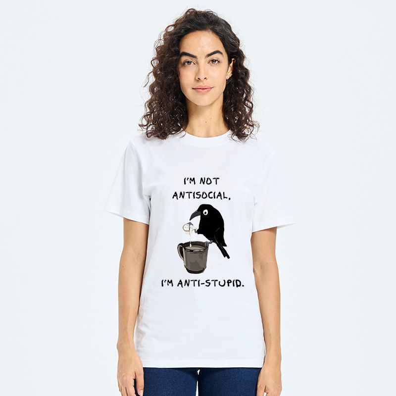 Tokyo-Tiger Cool Crow Sips Calm Coffee Alone Classic T-Shirt