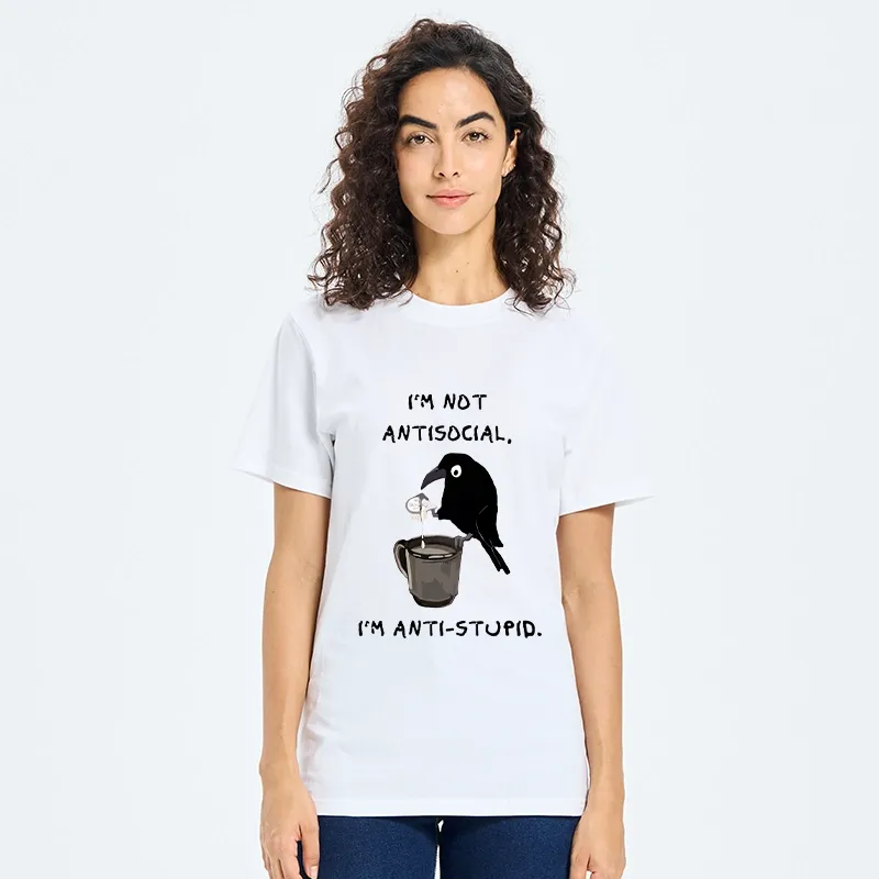 Tokyo-Tiger Cool Crow Sips Calm Coffee Alone Classic T-Shirt