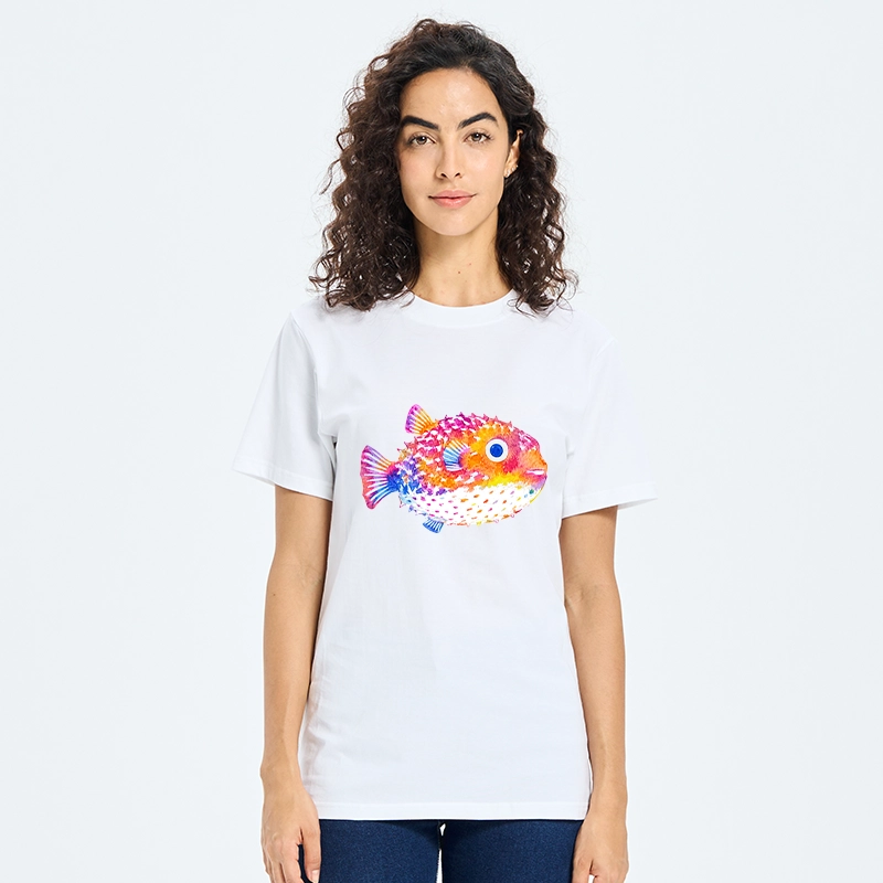 Tokyo-Tiger Rainbow Watercolor Puffer Fish Art Classic T-Shirt