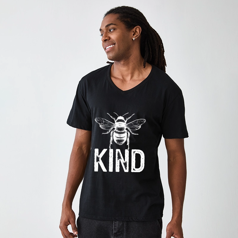 Tokyo-Tiger Minimalist Bee Kind Illustration V-Neck Classic T-Shirt