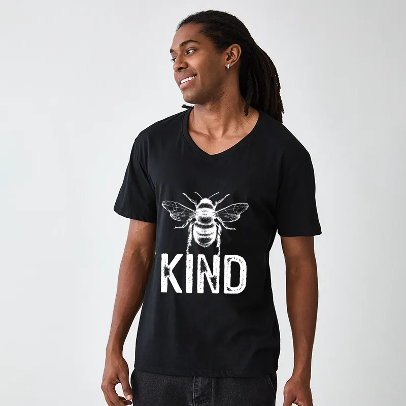 Tokyo-Tiger Minimalist Bee Kind Illustration V-Neck Classic T-Shirt
