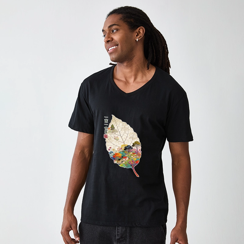 Tokyo-Tiger One Leaf Holds A Tiny Colorful World V-Neck Classic T-Shirt