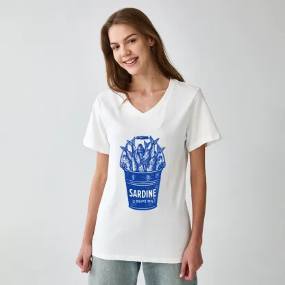 Tokyo-Tiger Vintage Bucket Full Of Fresh Sardines V-Neck Classic T-Shirt