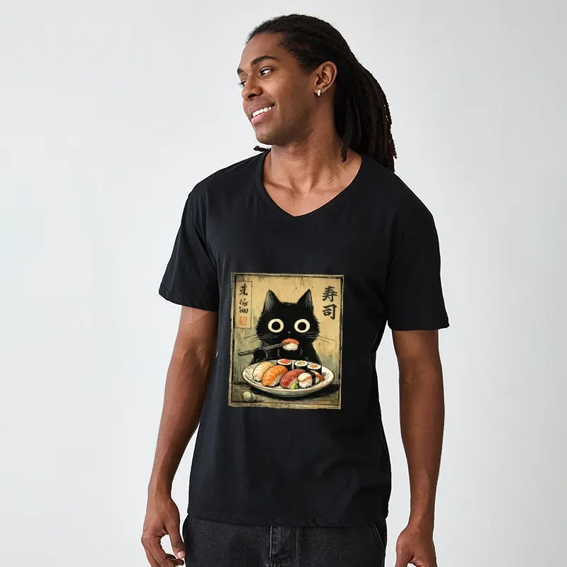 Tokyo-Tiger Vintage Japanese Sushi Cat V-Neck Classic T-Shirt