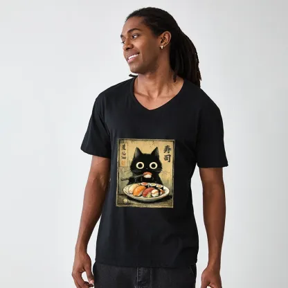 Tokyo-Tiger Vintage Japanese Sushi Cat V-Neck Classic T-Shirt