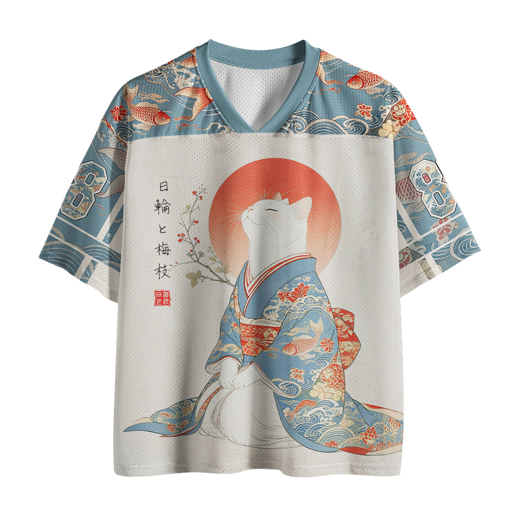 Tokyo-Tiger Cherry Blossom Kimono Cat Mesh Jersey