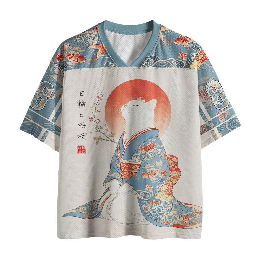 Tokyo-Tiger Cherry Blossom Kimono Cat Mesh Jersey