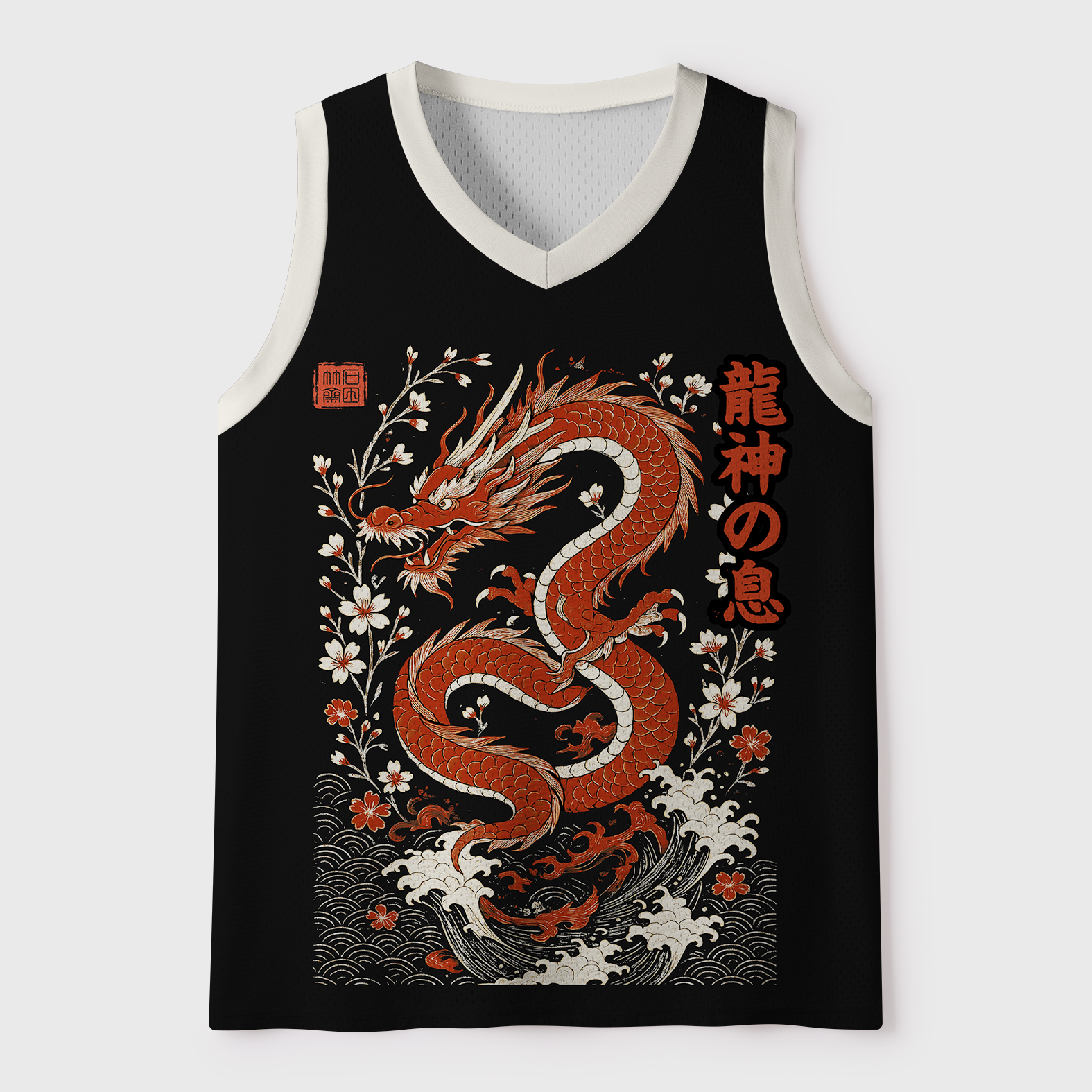 Tokyo-Tiger Where The Sakura Falls The Dragon Rises Mesh Tank Top
