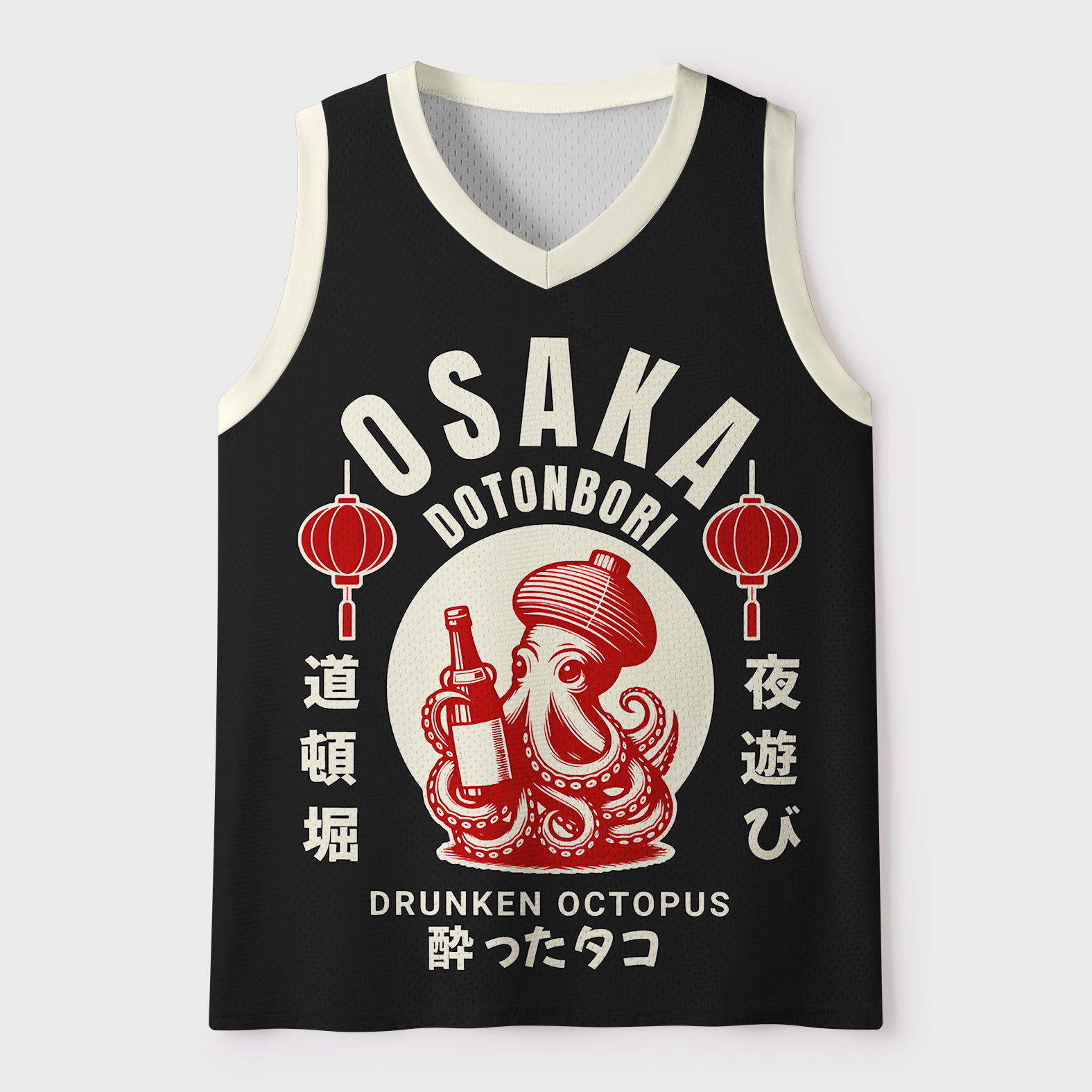 Tokyo-Tiger Quirky Retro Osaka Octopus Mesh Tank Top
