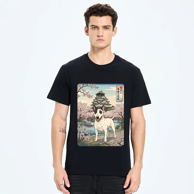 Tokyo-Tiger Ukiyo-e Bull Terrier Cherry Blossom Art Classic T-Shirt