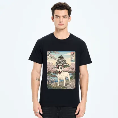 Tokyo-Tiger Ukiyo-e Bull Terrier Cherry Blossom Art Classic T-Shirt