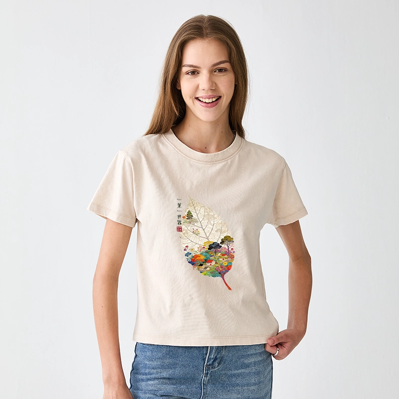 Tokyo-Tiger One Leaf Holds A Tiny Colorful World Women's Washed T-shirt