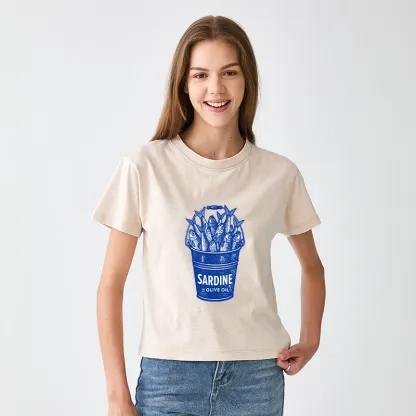 Tokyo-Tiger Vintage Bucket Full Of Fresh Sardines Women's Washed T-shirt