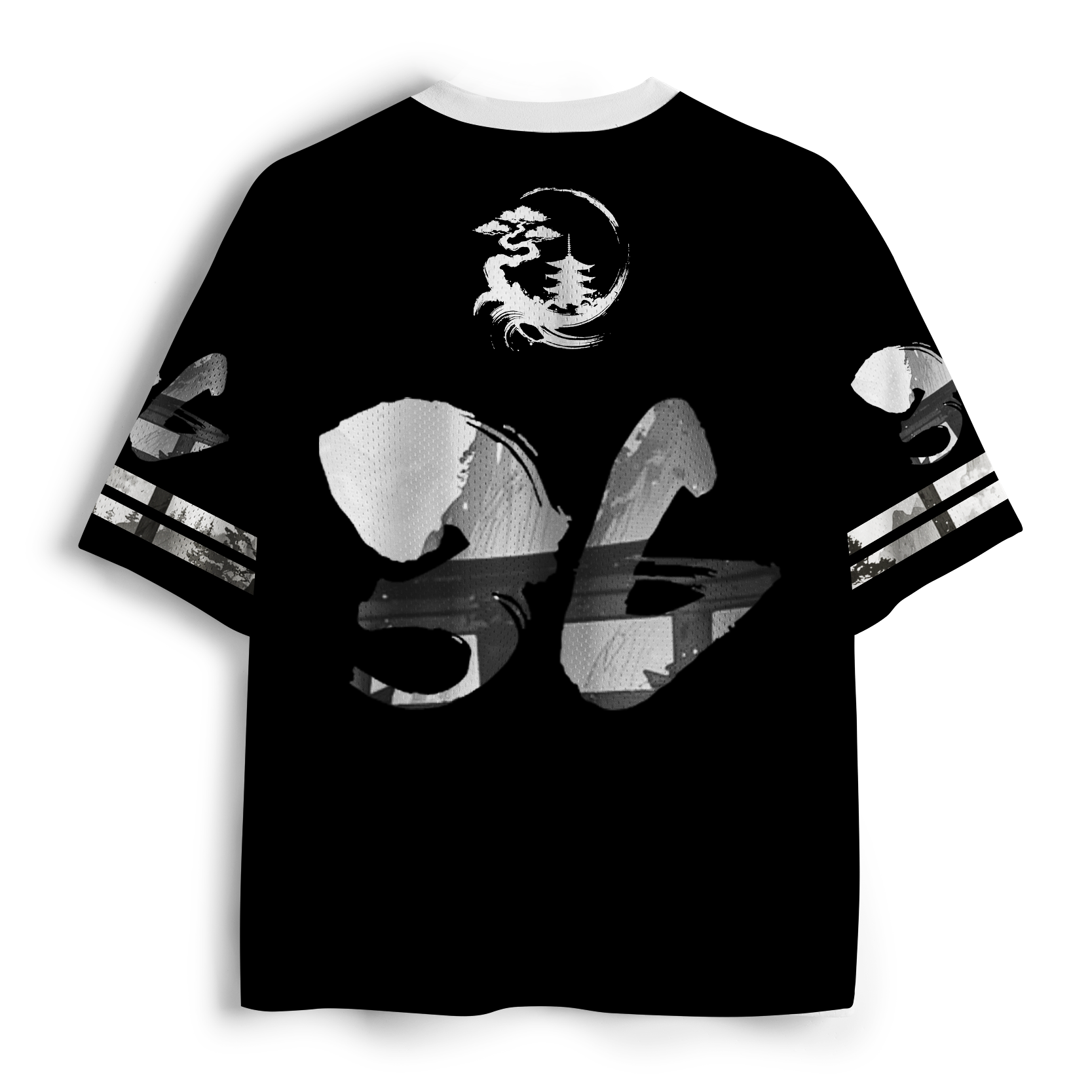 Tokyo-Tiger Sumi-e Bamboo Samurai Cat Mesh Jersey