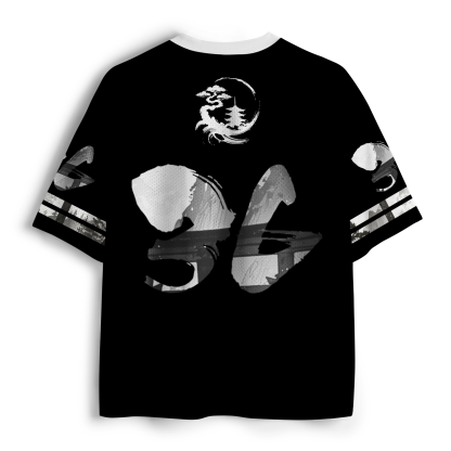 Tokyo-Tiger Sumi-e Bamboo Samurai Cat Mesh Jersey