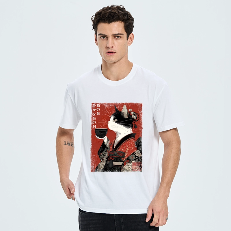 Tokyo-Tiger Kimono Tea Cat Red Vintage Ink Art Classic T-Shirt