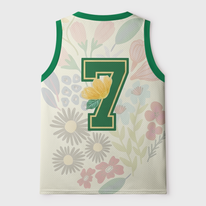 Tokyo-Tiger Green Trim Botanical Toucan Jersey #7 Mesh Tank Top