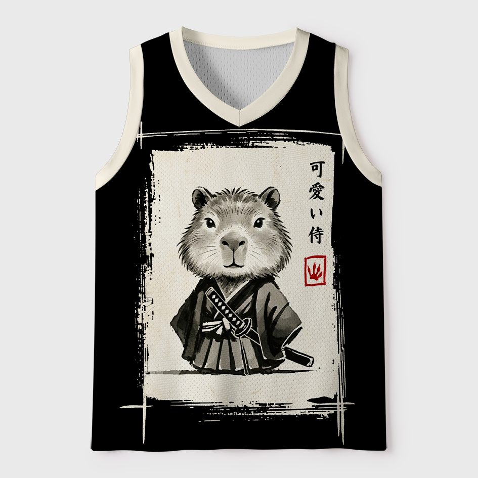 Tokyo-Tiger Chonky Samurai Capybara Mesh Tank Top