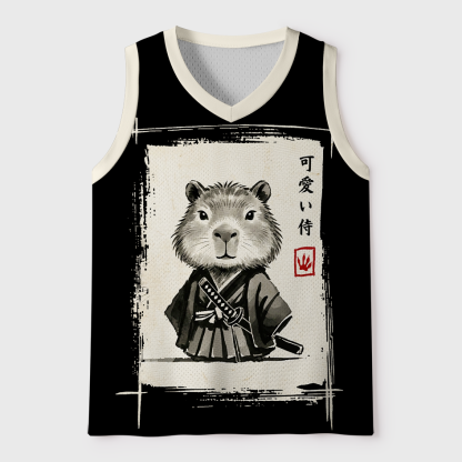 Tokyo-Tiger Chonky Samurai Capybara Mesh Tank Top