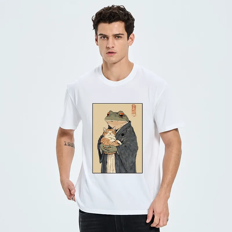 Tokyo-Tiger Frog Holds Sleepy Cat Classic T-Shirt