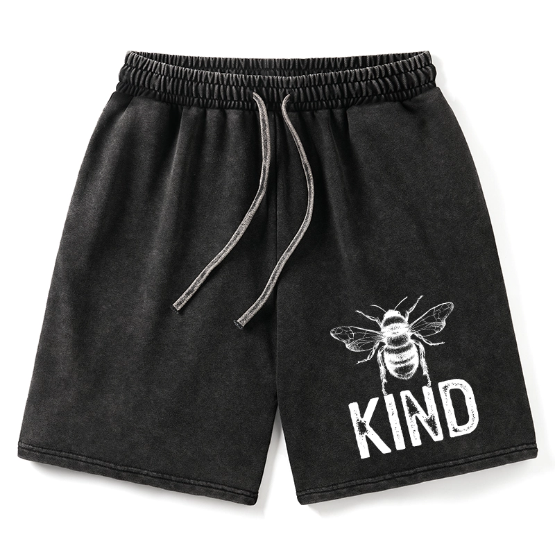 Tokyo-Tiger Minimalist Bee Kind Illustration Washed Shorts