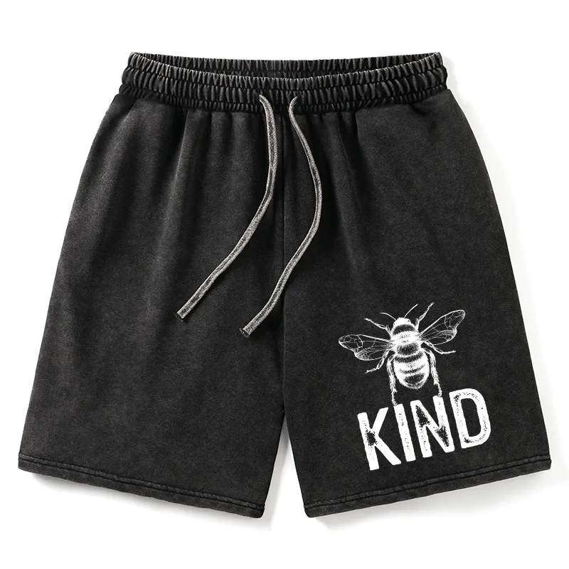 Tokyo-Tiger Minimalist Bee Kind Illustration Washed Shorts