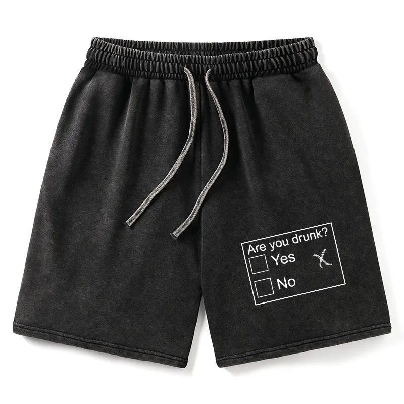 Tokyo-Tiger Confused Drunk Checkbox Graphic Washed Shorts Sale