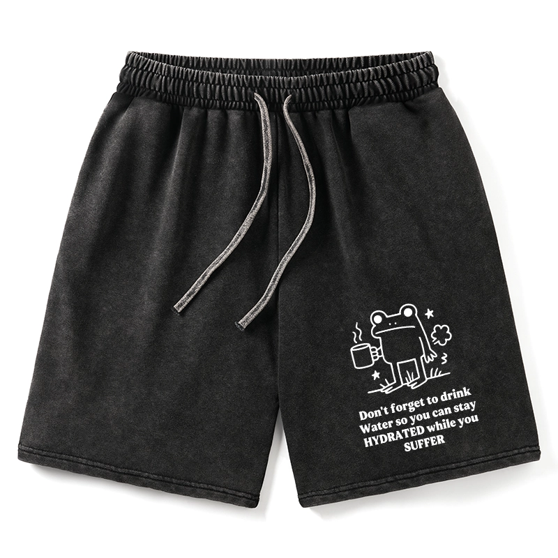 Tokyo-Tiger Frog Says Drink Water Washed Shorts