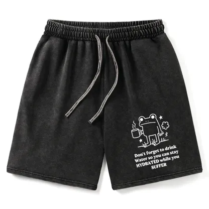Tokyo-Tiger Frog Says Drink Water Washed Shorts
