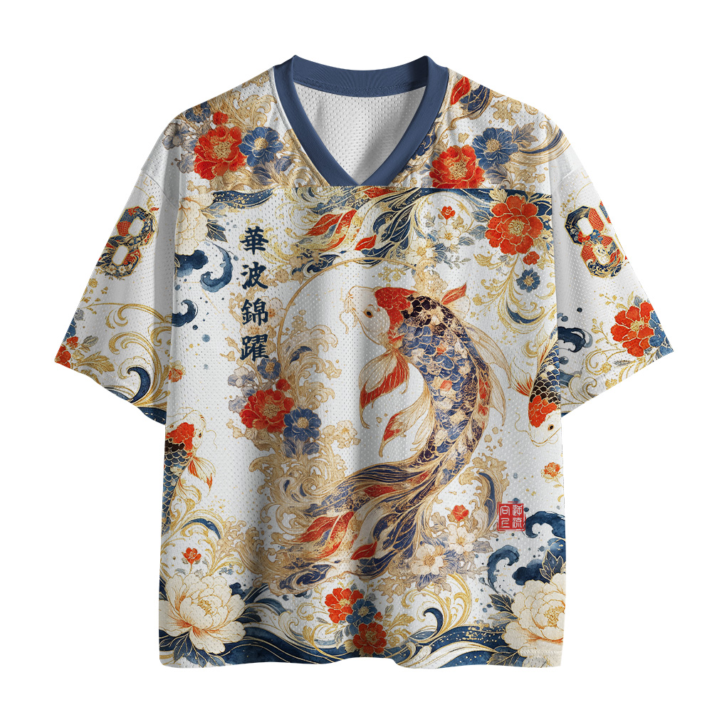 Tokyo-Tiger Golden Koi Peony Mesh Jersey
