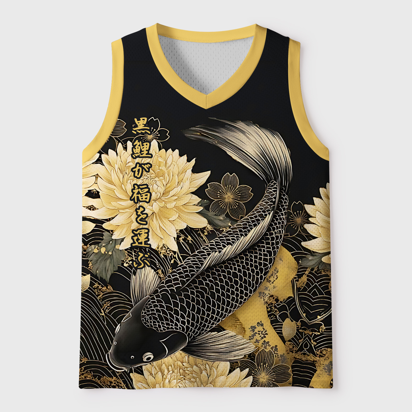 Tokyo-Tiger Black Koi Bringing Blessings Mesh Tank Top Sale