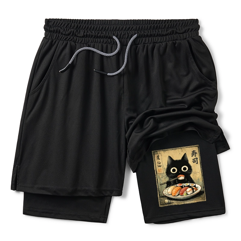 Tokyo-Tiger Vintage Japanese Sushi Cat Training Shorts