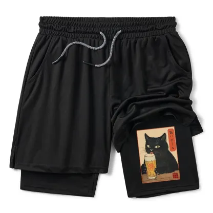 Tokyo-Tiger Cat Holding A Glass Of Beer Training Shorts