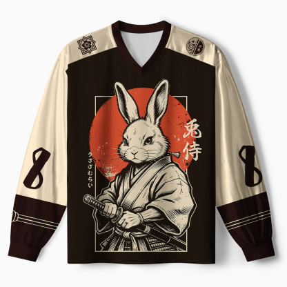 Tokyo-Tiger Rabbit Japanese Samurai Paneled Long Sleeve Jersey