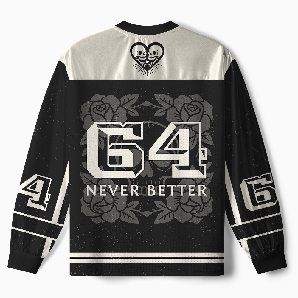 Tokyo-Tiger Never Better Skull Paneled Long Sleeve Jersey