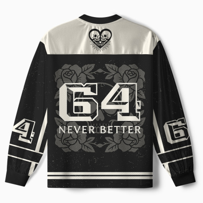Tokyo-Tiger Never Better Skull Paneled Long Sleeve Jersey