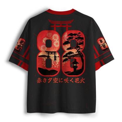 Tokyo-Tiger Japanese Sunset Fireworks Festival Mesh Jersey