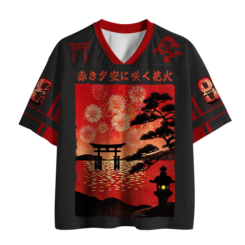 Tokyo-Tiger Japanese Sunset Fireworks Festival Mesh Jersey