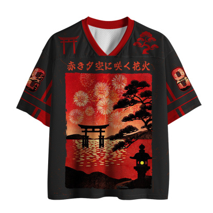 Tokyo-Tiger Japanese Sunset Fireworks Festival Mesh Jersey
