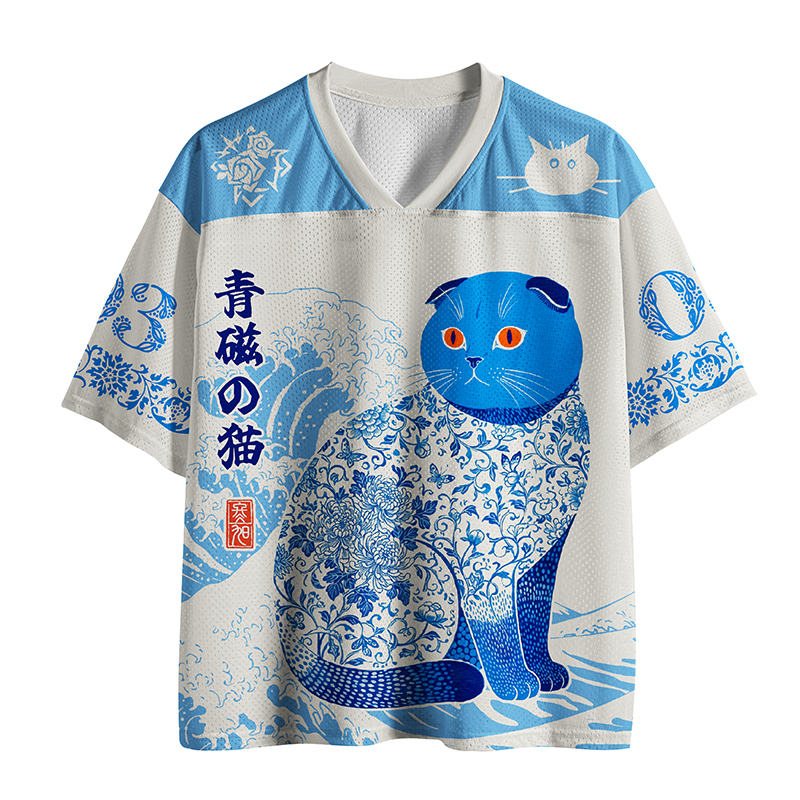Tokyo-Tiger Blue Glaze Cat Of The Waves Mesh Jersey