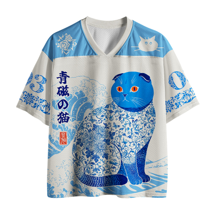 Tokyo-Tiger Blue Glaze Cat Of The Waves Mesh Jersey