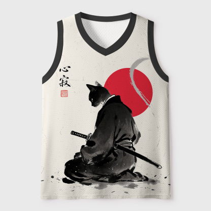 Tokyo-Tiger Japanese Meditation Cat Samurai Mesh Tank Top