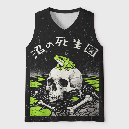 Tokyo-Tiger Mire Frog Skeleton Mesh Tank Top