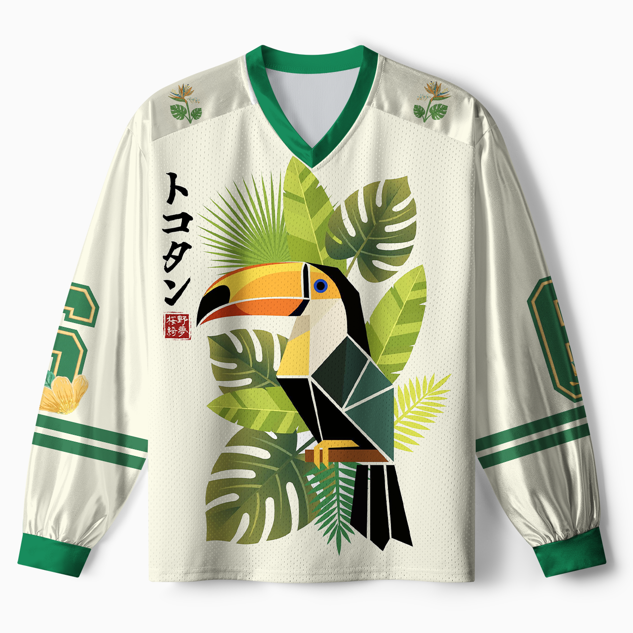 Tokyo-Tiger Tropical Toucan Paneled Long Sleeve Jersey