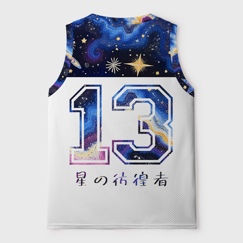 Tokyo-Tiger Stellar Wanderer Cosmic Nebula Mesh Tank Top
