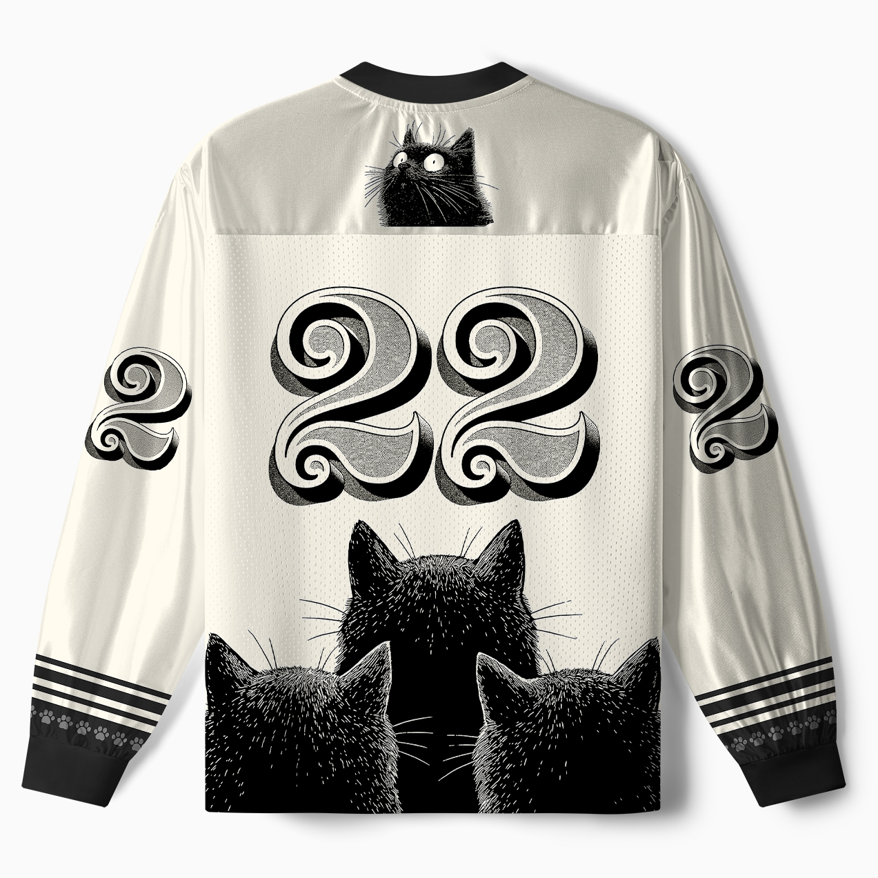 Tokyo-Tiger Four Cats Staring At You Paneled Long Sleeve Jersey
