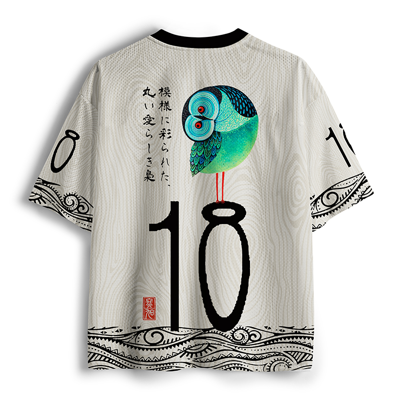 Tokyo-Tiger Vibrant Circular Owl Mesh Jersey