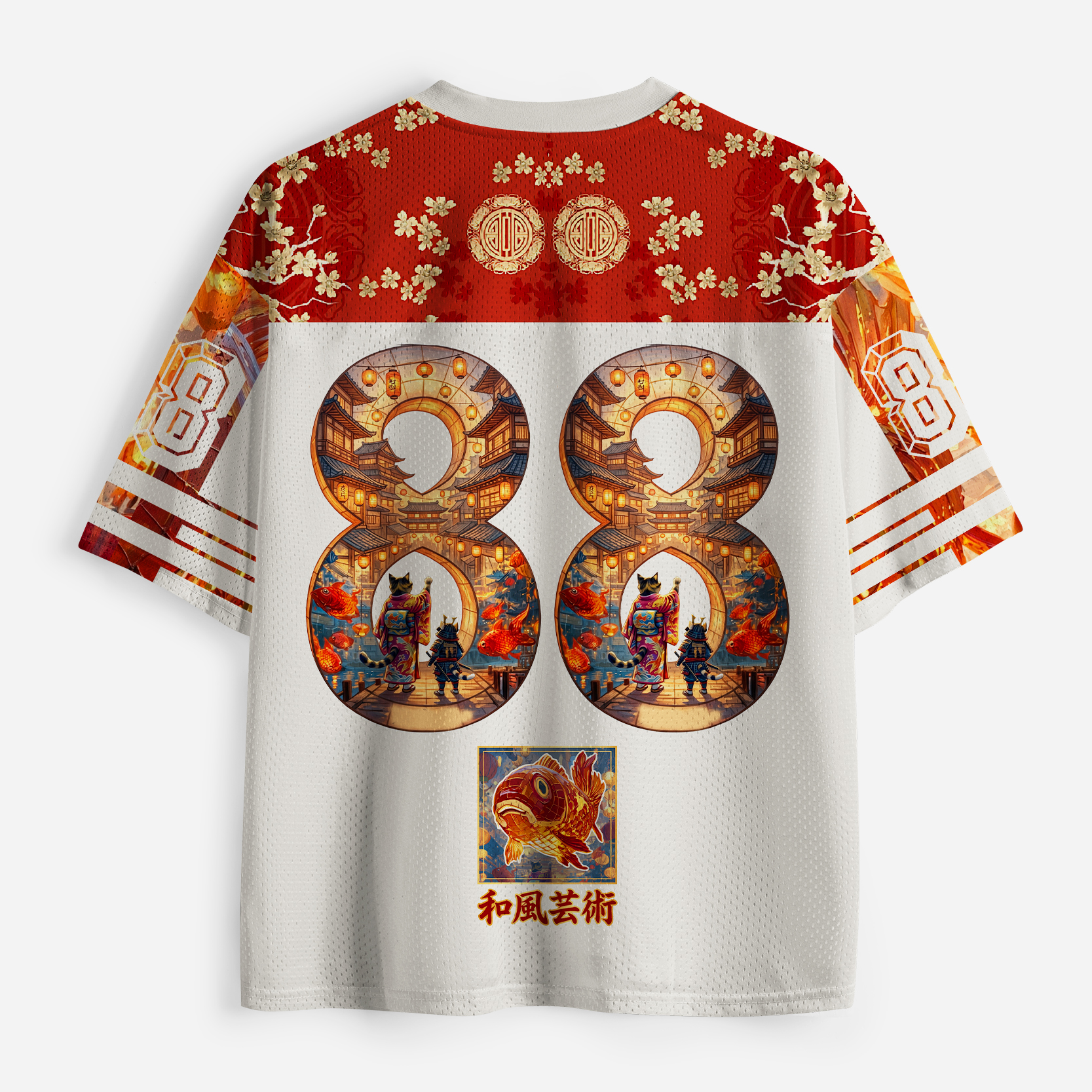 Tokyo-Tiger Samurai Cats And Koi Lights Mesh Jersey