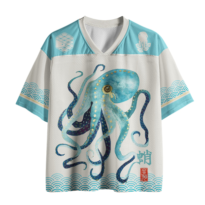 Tokyo-Tiger Soft Watercolor Octopus Japanese Art Mesh Jersey