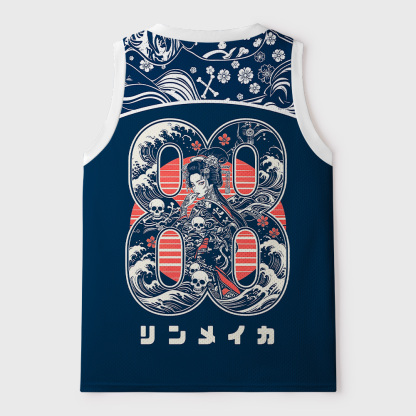 Tokyo-Tiger Skeleton Sun Kimono Mesh Tank Top